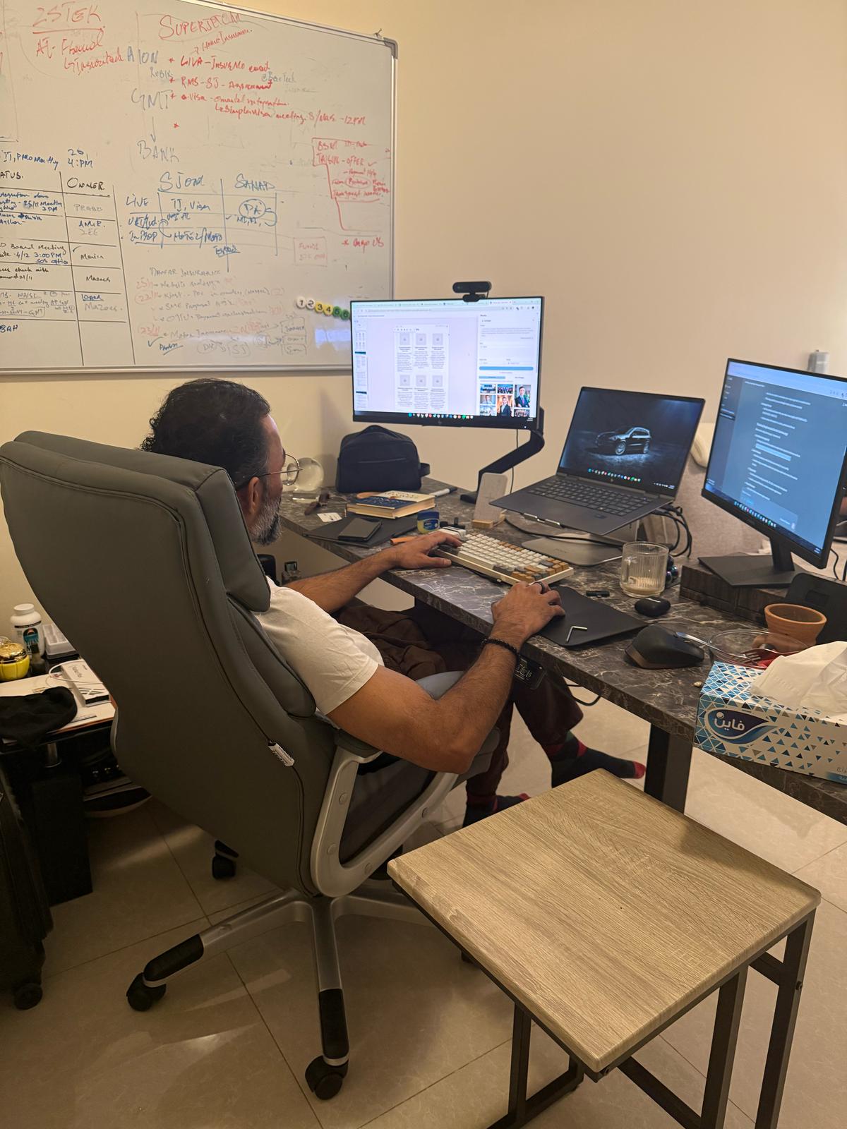 The workspace in Muscat where ClarityOS was built — the quiet architecture behind the public award